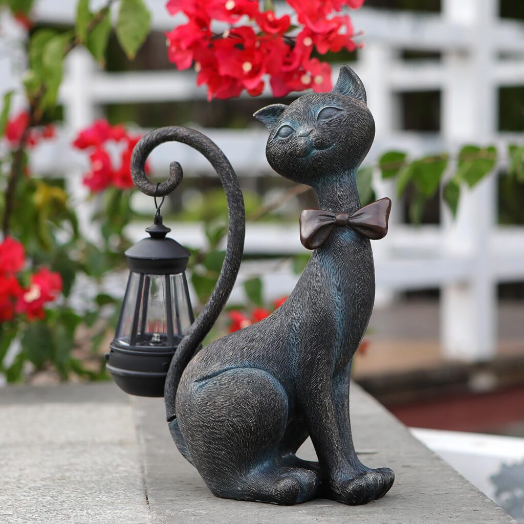 REYISO Solar Cat Garden Statues
